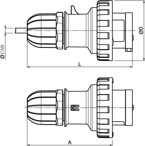 Вилка кабельная IP67 32A 3P+E 400В DKC DIS2183236