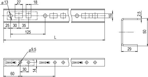 Профиль прямолинейный, L375, толщ.2,5 мм, на 3 рожка, цинк-ламель DKC BPT2903ZL Профиль прямолинейный, L375, толщ.2,5 мм, на 3 рожка, цинк-ламель DKC BPT2903ZL