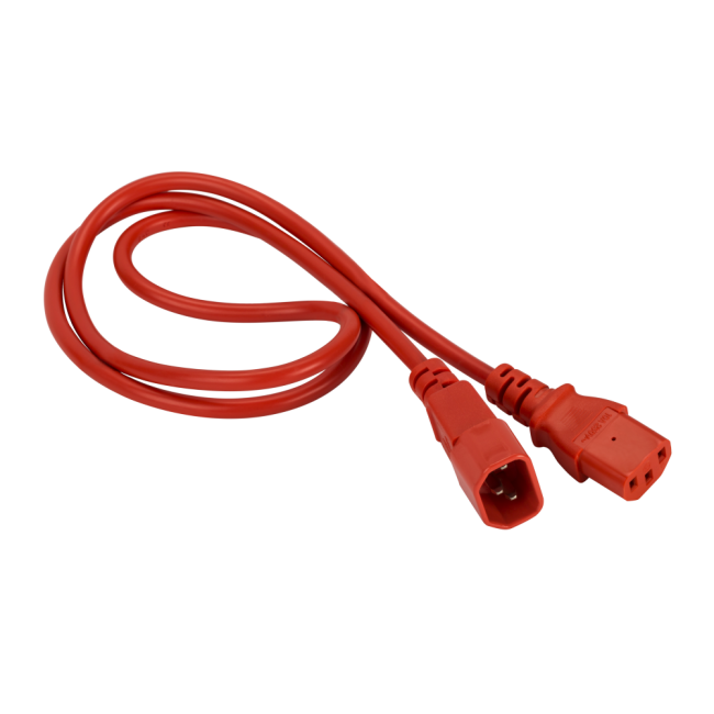 Шнур питания C13-C14, 3х0.75, 220В, 10А, красный, 3 метра, Lanmaster LAN-PP13/14-3.0-RD