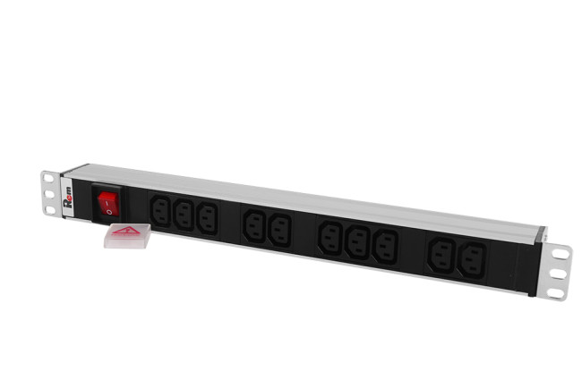 Блок розеток Rem-10 без шнура с выкл., 10 IEC 60320 C13, вход IEC 60320 C14, 10A, алюм., 19" ЦМО R-10-10C13-V-440-Z