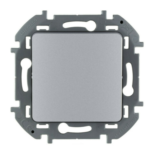 Выключатель Legrand Inspiria, одноклавишный, без подсветки, цвет - алюминий, 673602