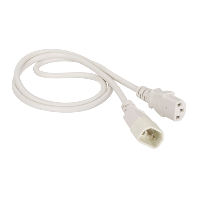 Шнур питания C13-C14, 3х0.75, 220В, 10А, белый, 5 метров, Lanmaster LAN-PP13/14-5.0-WH
