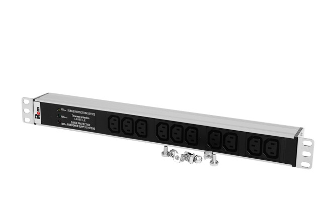 Блок розеток Rem-10 без шнура с фил. и инд., 10 IEC 60320 C13, вход IEC 60320 C14, 10A, алюм., 19" ЦМО R-10-10C13-FI-440-Z