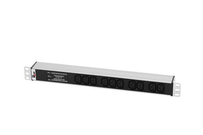 Блок розеток Rem-10 без шнура с фил. и инд., 10 IEC 60320 C13, вход IEC 60320 C14, 10A, алюм., 19" ЦМО R-10-10C13-FI-440-Z