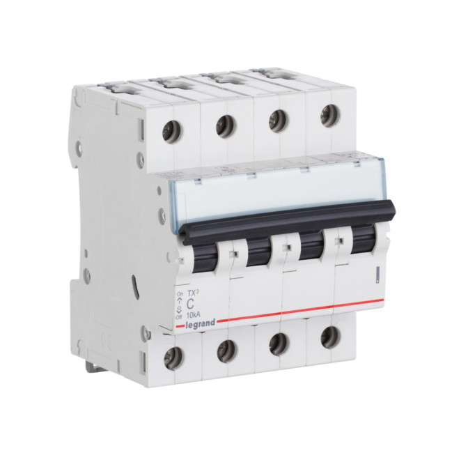 Legrand 404073 Автоматический выключатель TX3 6000 - 6 кА - тип характеристики C - 4П - 400 В~ - 32 А - 4 модуля