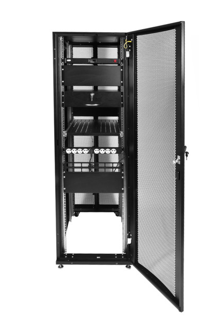 Шкаф серверный ПРОФ напольный 48U (800x1200) дверь перфор. 2 шт., черный, в сборе ЦМО ШТК-СП-48.8.12-44АА-9005 Шкаф серверный ПРОФ напольный 48U (800x1200) дверь перфор. 2 шт., черный, в сборе ЦМО ШТК-СП-48.8.12-44АА-9005
