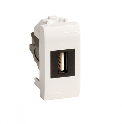 USB 2.0 розетка, Brava, белая, 1 мод. DKC 76200B