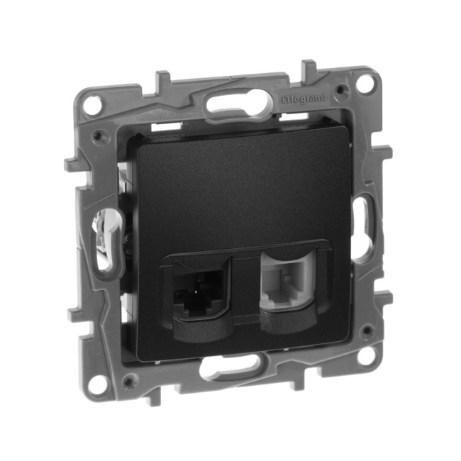 Legrand 672652 Двойная розетка RJ11 + RJ45 - категория 5 - UTP - Etika - антрацит
