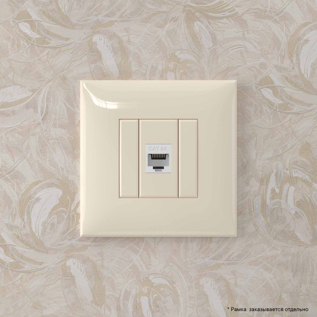 Компьютерная розетка RJ-45 без шторки в стену, кат.6А одинарная, "Avanti", "Ванильная дымка" DKC 4405673 Компьютерная розетка RJ-45 без шторки в стену, кат.6А одинарная, "Avanti", "Ванильная дымка" DKC 4405673