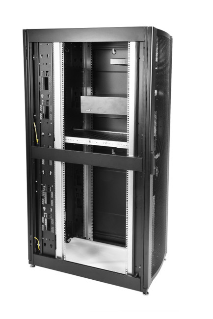 Шкаф серверный ПРОФ напольный 48U (800x1000) дверь перфор. 2 шт., черный, в сборе ЦМО ШТК-СП-48.8.10-44АА-9005