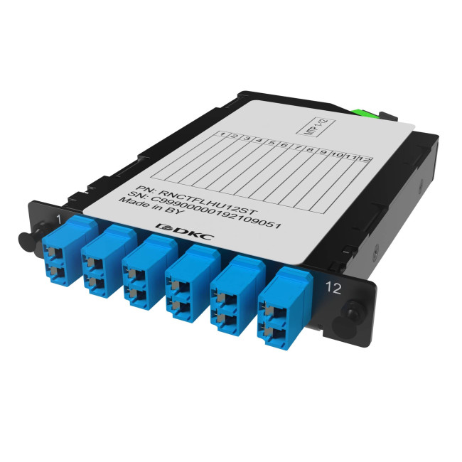Претерминированная кассета 12ОВ 09/125 OS2, 1xMTP(12)f/6xLC-UPC Duplex (с интегрированными шторками), 1/2 HU DKC RNCTFLHU12ST