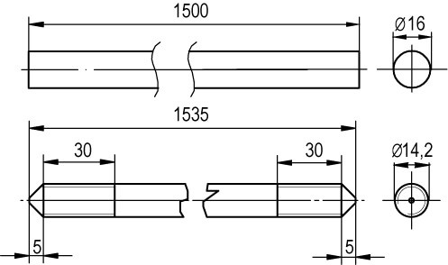 Вертикальный заземлитель, 1500 мм, D16 мм DKC NE1202