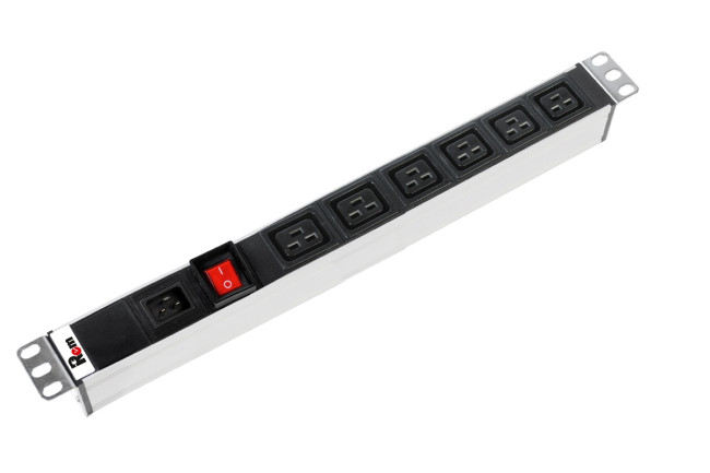 Блок розеток Rem-16 с выкл., 6 IEC 60320 C19, вход IEC 60320 C20, 16A, алюм., 19" ЦМО R-16-6C19-V-440 Блок розеток Rem-16 с выкл., 6 IEC 60320 C19, вход IEC 60320 C20, 16A, алюм., 19" ЦМО R-16-6C19-V-440