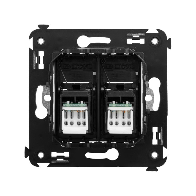 Компьютерная розетка RJ-45 в стену, кат.6А двойная, "Avanti", "Черный квадрат" DKC 4402374 Компьютерная розетка RJ-45 в стену, кат.6А двойная, "Avanti", "Черный квадрат" DKC 4402374
