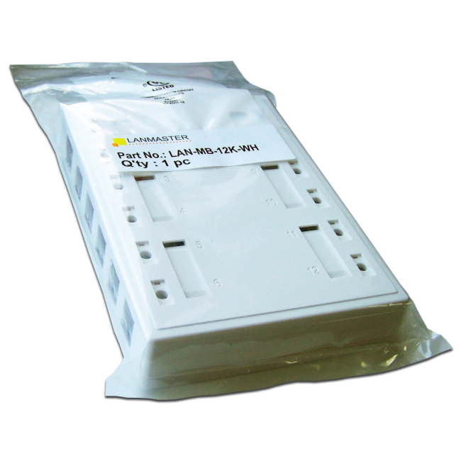 Коробка настенная на 12 кейстоунов, белая, Lanmaster LAN-MB-12K-WH