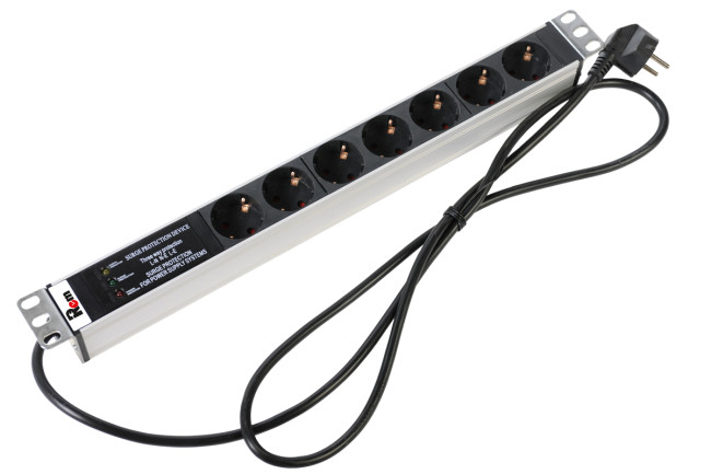 Блок розеток Rem-16 с фил. и инд., 7 Schuko, 16A, алюм., 19", шнур 3 м. ЦМО R-16-7S-FI-440-3 Блок розеток Rem-16 с фил. и инд., 7 Schuko, 16A, алюм., 19", шнур 3 м. ЦМО R-16-7S-FI-440-3