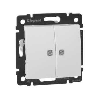 Legrand 774428 Выключатель двойной с подсветкой / переключатель на 2 напр. двухклавишный с подсветкой - Valena - 10 A - 250 В~ - White