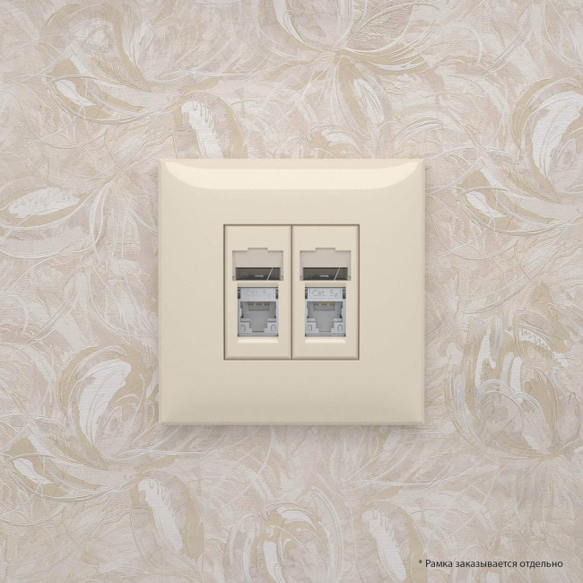 Компьютерная розетка RJ-45 в стену, кат.5e двойная экранированная,"Avanti", "Ванильная дымка" DKC 4405364 Компьютерная розетка RJ-45 в стену, кат.5e двойная экранированная,"Avanti", "Ванильная дымка" DKC 4405364