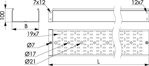 Лоток перфорированный 600х100 L 3000 толщ. 1,2 мм, цинк-ламельный DKC 3534712ZL Лоток перфорированный 600х100 L 3000 толщ. 1,2 мм, цинк-ламельный DKC 3534712ZL