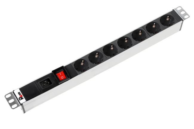 Блок розеток Rem-16 с выкл., 7 Schuko, вход IEC 60320 C20, 16A, алюм., 19" ЦМО R-16-7S-V-440 Блок розеток Rem-16 с выкл., 7 Schuko, вход IEC 60320 C20, 16A, алюм., 19" ЦМО R-16-7S-V-440