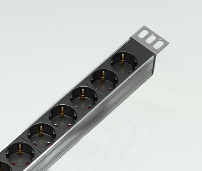 Блок розеток Rem-16 с выкл., 7 Schuko, вход IEC 60320 C20, 16A, алюм., 19" ЦМО R-16-7S-V-440 Блок розеток Rem-16 с выкл., 7 Schuko, вход IEC 60320 C20, 16A, алюм., 19" ЦМО R-16-7S-V-440