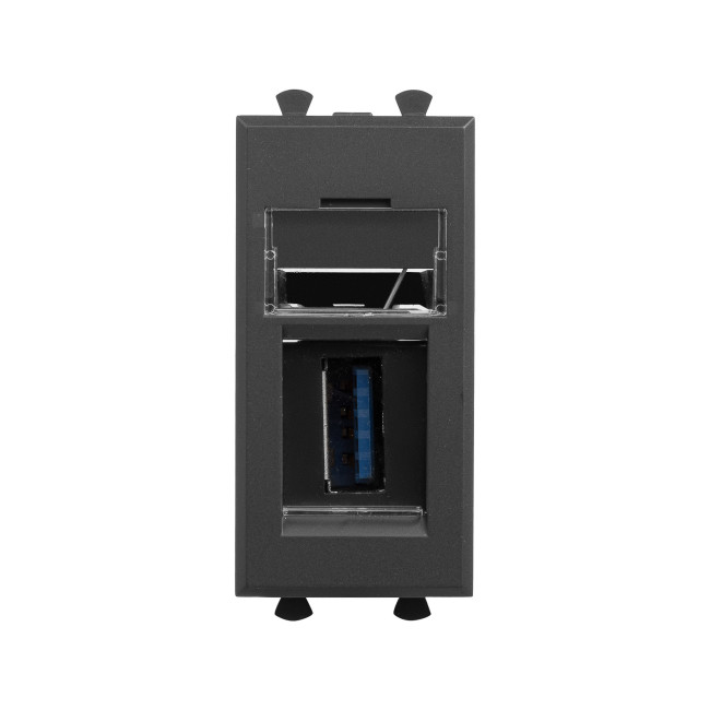 USB 3.0 розетка модульная, тип А-А, "Avanti", "Черный матовый", 1 модуль DKC 4412301
