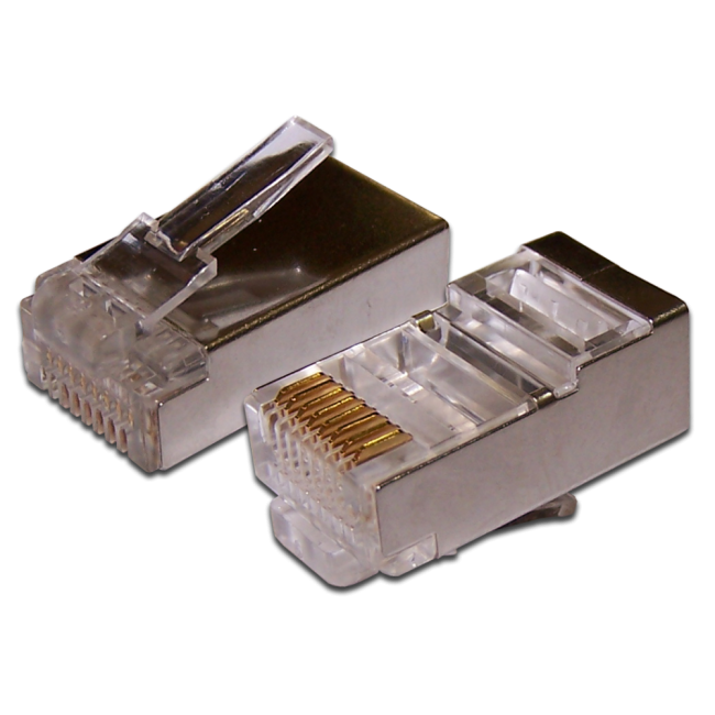 Коннектор RJ45 STP 8P8C, универсальный, cat.5e, 100 шт., TWT-PL45/S-8P8C Коннектор RJ45 STP 8P8C, универсальный, cat.5e, 100 шт., TWT-PL45/S-8P8C