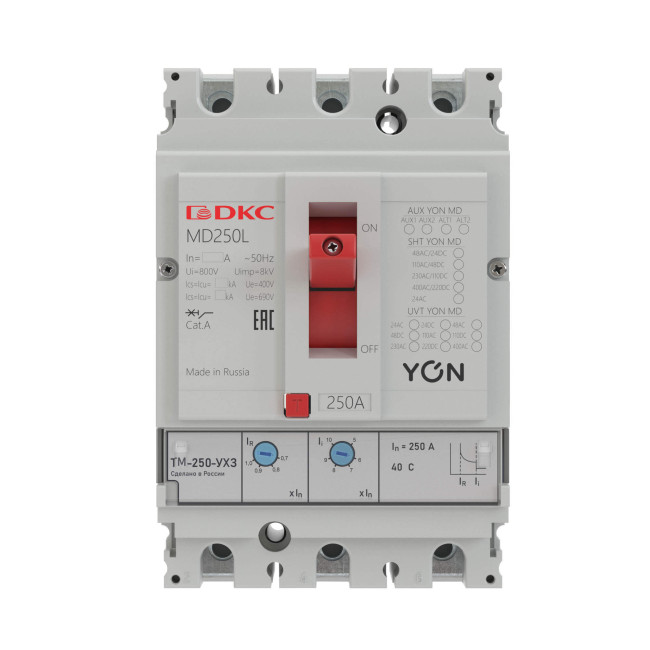 Авт. выкл. YON MD250L-TM016 3P 16А 25kA Ir 0.7…1xIn DKC MD250L-TM016