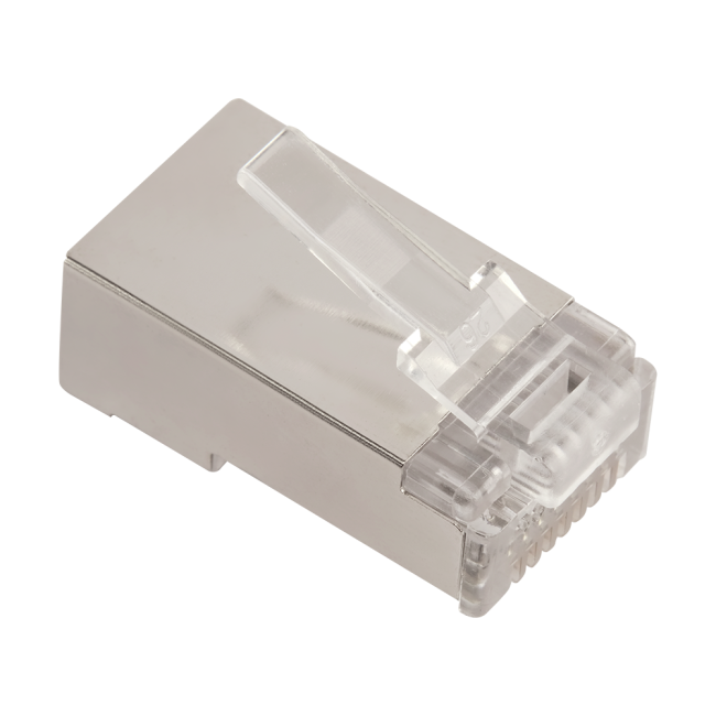 Коннектор RJ45 тип EZ, 8P8C, STP, Cat.5e, универсальный, покрытие 50 микрон,100 шт., Lanmaster LAN-EZ45-8P8C/S5E-100