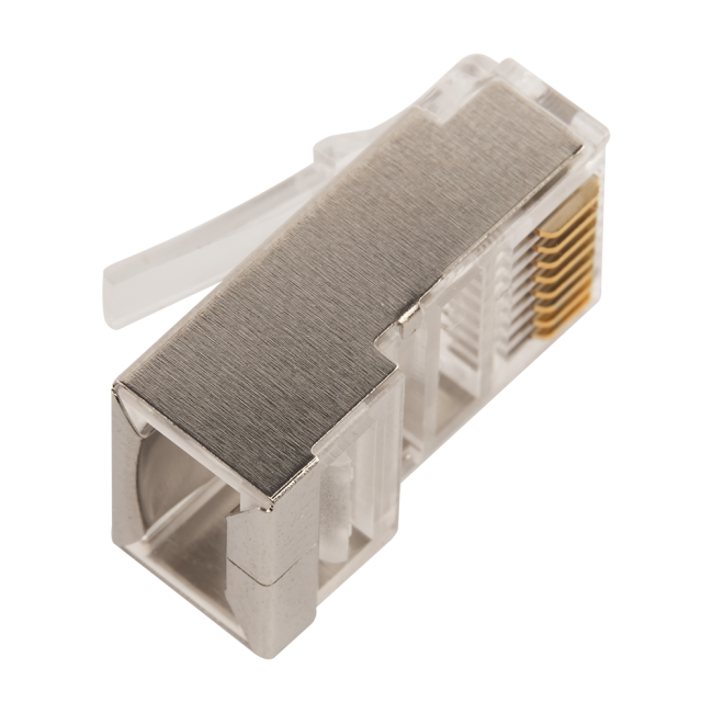 Коннектор RJ45 тип EZ, 8P8C, STP, Cat.5e, универсальный, покрытие 50 микрон,100 шт., Lanmaster LAN-EZ45-8P8C/S5E-100