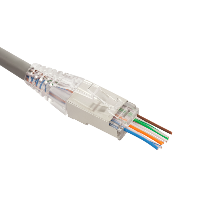 Коннектор RJ45 тип EZ, 8P8C, STP, Cat.5e, универсальный, покрытие 50 микрон,100 шт., Lanmaster LAN-EZ45-8P8C/S5E-100