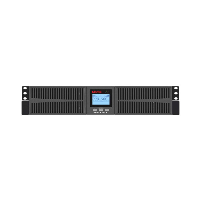 Онлайн ИБП ДКС серии Small Rackmount, 1000 ВА/900 Вт, 1/1, 6xIEC C13,EPO, USB, RS-232, Rack 2U, без АКБ, 9Ач DKC SMALLR1A0PI