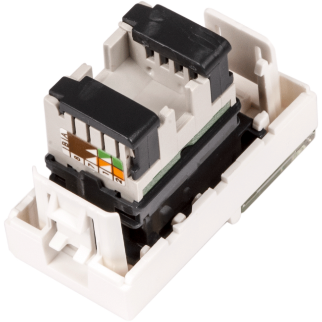 Вставка Mosaic 22.5x45, RJ-45 UTP, кат.5e, со шторкой и увеличенным окном маркировки, белая, Lanmaster LAN-SIP-22U5E-WH Вставка Mosaic 22.5x45, RJ-45 UTP, кат.5e, со шторкой и увеличенным окном маркировки, белая, Lanmaster LAN-SIP-22U5E-WH