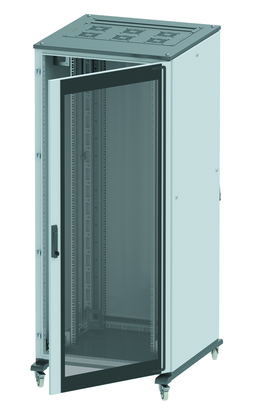 Разобранный напольный 19" IT-CQE 38U 800х1800х1000, двери стекло + сплошная, RAL7011/7035 DKC R5IT3881GS