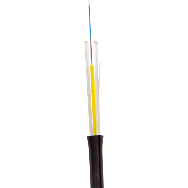 ВО кабель внешний FTTH Drop, плоский, FRP, PE, 2 волокна, SM G657, черный, Lanmaster LAN-OFC-FOF2-S7-PE