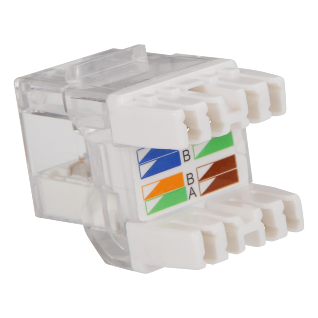 Модуль Keystone, RJ45, кат.5E, UTP, 180 градусов, с индикатором, белый, Lanmaster LAN-OKi45U5E/180 Модуль Keystone, RJ45, кат.5E, UTP, 180 градусов, с индикатором, белый, Lanmaster LAN-OKi45U5E/180