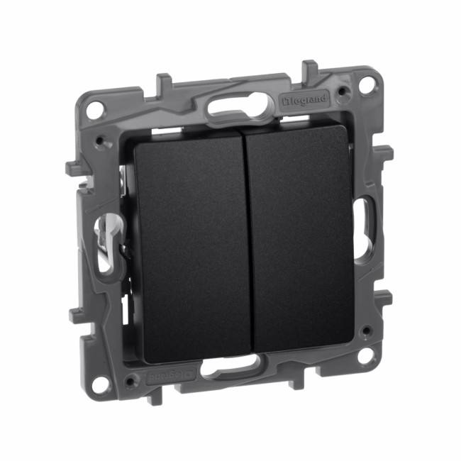 Legrand 672612 Выключатель/переключатель двухклавишный - Etika Plus - 10 A - 250 В~ - антрацит