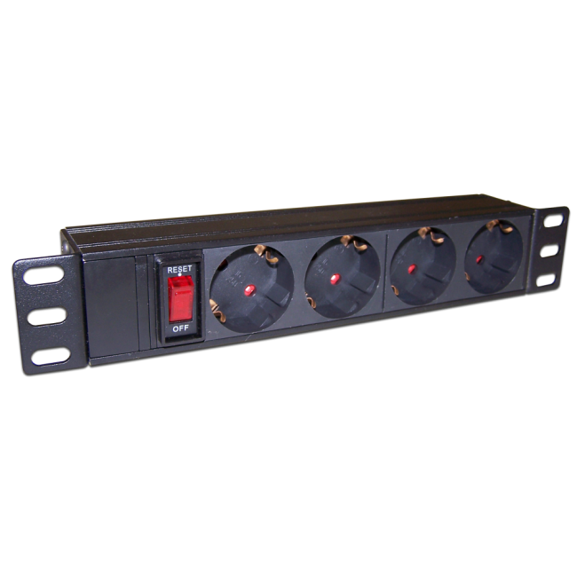 Блок розеток 10" 4 шт., 10A 250V, без шнура питания, TWT-PDU10-10A4P