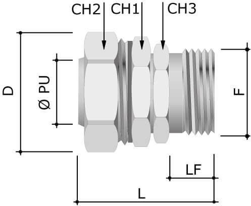 Муфта поворотная металлорукав-коробка DN 40,М50х1,5,наружная резьба DKC 6014-5040G