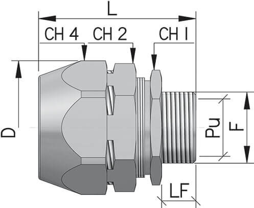 Муфта мет.рукав в герметичной изоляции в оплетке-коробка DN 40, М40х1,5 DKC T16014-40A