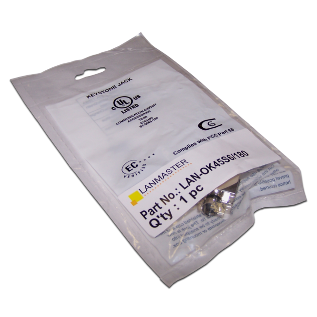 Модуль Keystone, RJ45, кат.6, STP, 180 градусов, Lanmaster LAN-OK45S6/180 Модуль Keystone, RJ45, кат.6, STP, 180 градусов, Lanmaster LAN-OK45S6/180