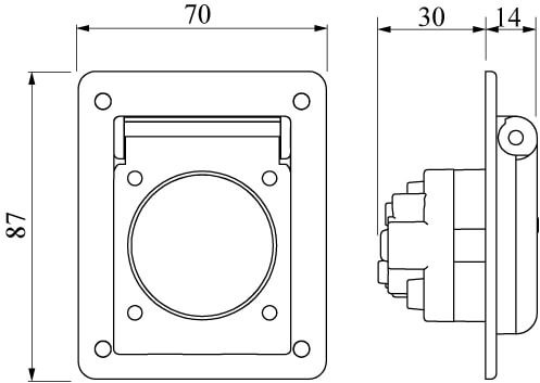 Розетка панельная, IP54, с увеличенным фланцем 70x87 DKC DIS5704061 Розетка панельная, IP54, с увеличенным фланцем 70x87 DKC DIS5704061