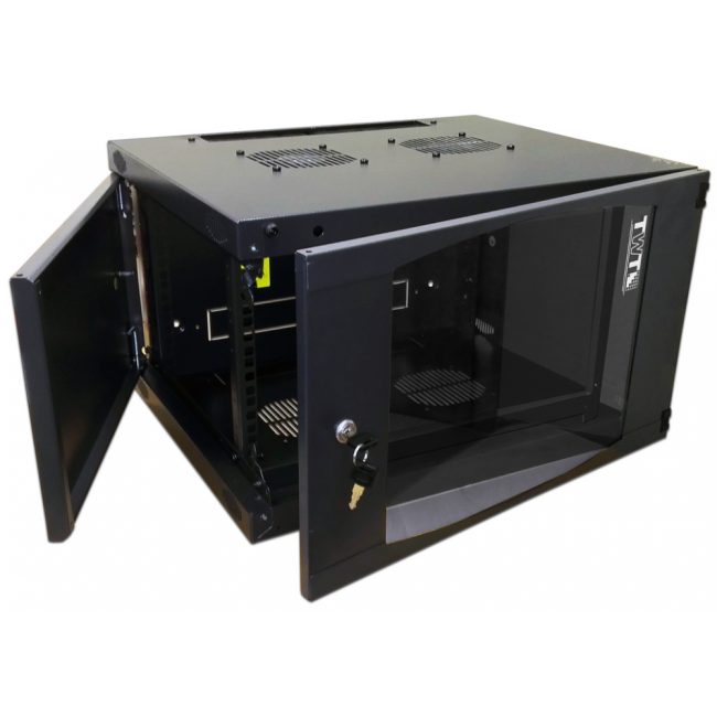 Шкаф настенный Next, 12U 550x450, стеклянная дверь, черный, TWT-CBWNG-12U-6x4-BK