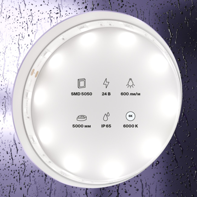 Светодиодная лента 24В 5050 7,2Вт/м 6000K 5м IP65 Maytoni Led Strip 10165