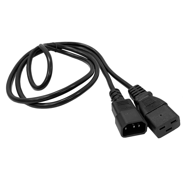 Шнур питания C19-C14, 3х0.75, 220В, 10А, черный, 5 метров, Lanmaster LAN-PP19/14-5.0-BK