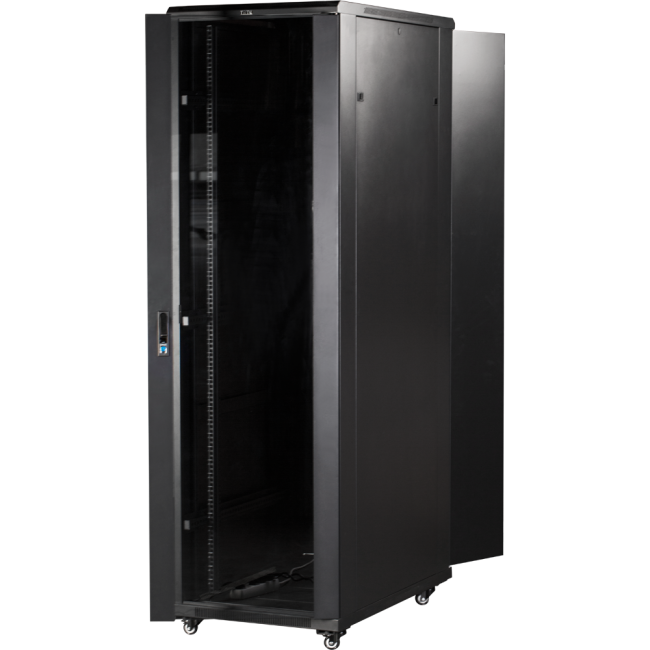 Шкаф 19" Business, 42U 600x1200, черный, передняя дверь стекло, задняя дверь распашная металл, TWT-CBB-42U-6x12-G1
