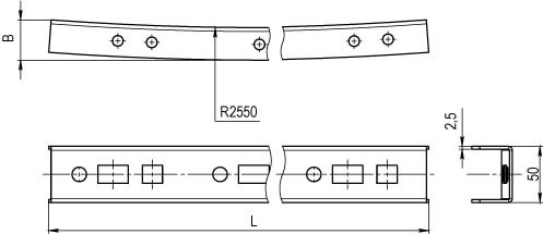 Профиль криволинейный, L1616, толщ.2,5 мм, на 13 рожков DKC BPC2913 Профиль криволинейный, L1616, толщ.2,5 мм, на 13 рожков DKC BPC2913