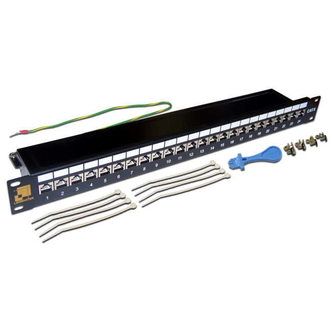 Патч-панель 24 порта, STP, кат.6, 1U, Lanmaster LAN-PPL24S6