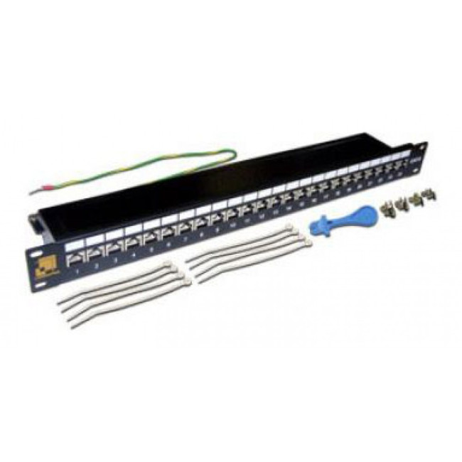 Патч-панель 24 порта, STP, кат.6A, 1U, Lanmaster LAN-PPL24S6A