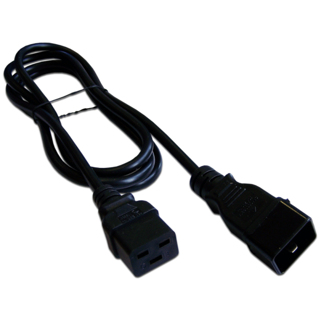 Шнур питания C19-C20, 3х1.5, 220В, 16А, черный, 2 метра, Lanmaster LAN-PP19/20-2.0-BK